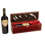 Rosewood Finish Single Wine Box w/ Tools