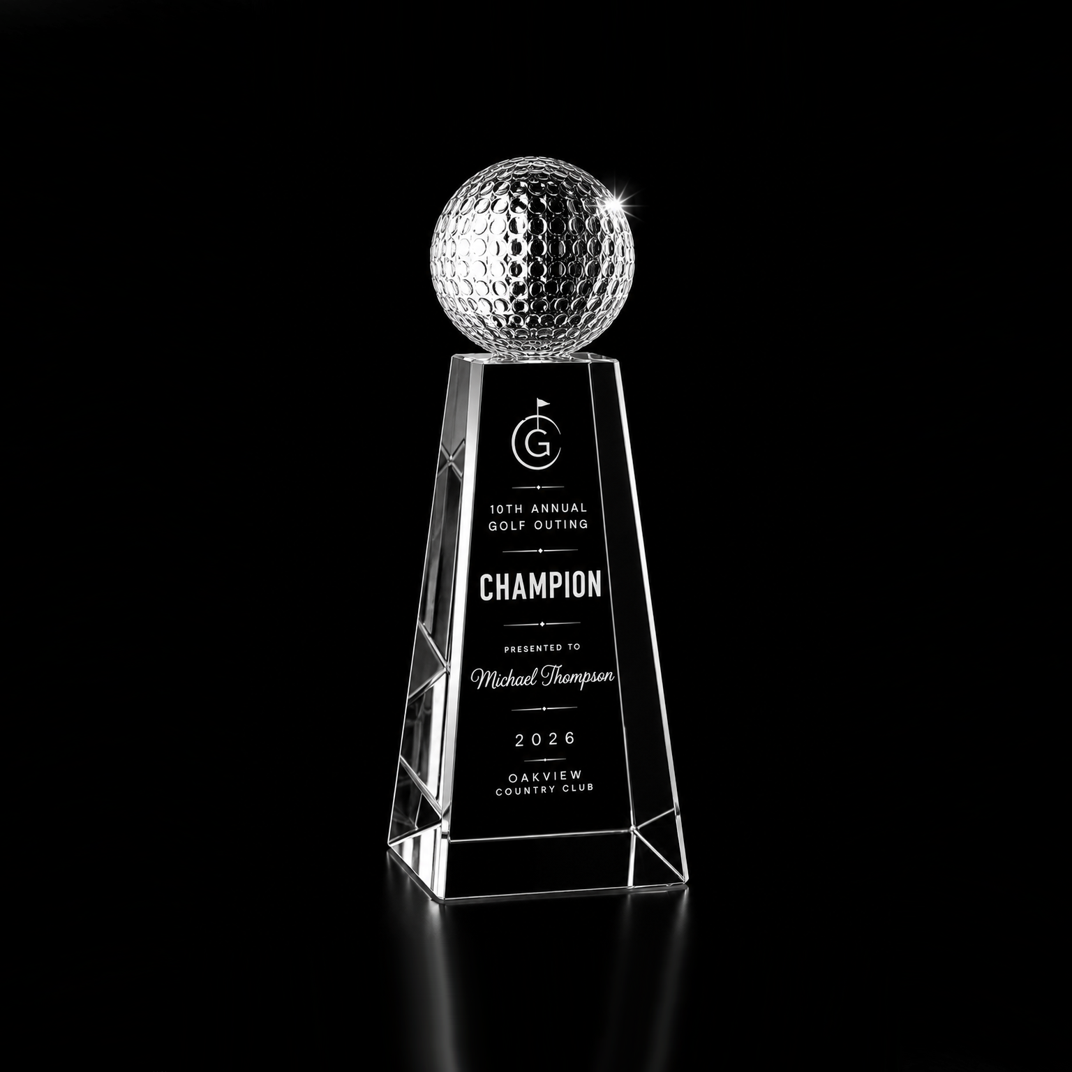 900994 Optic Crystal Championship Golf Trophy - Image 1