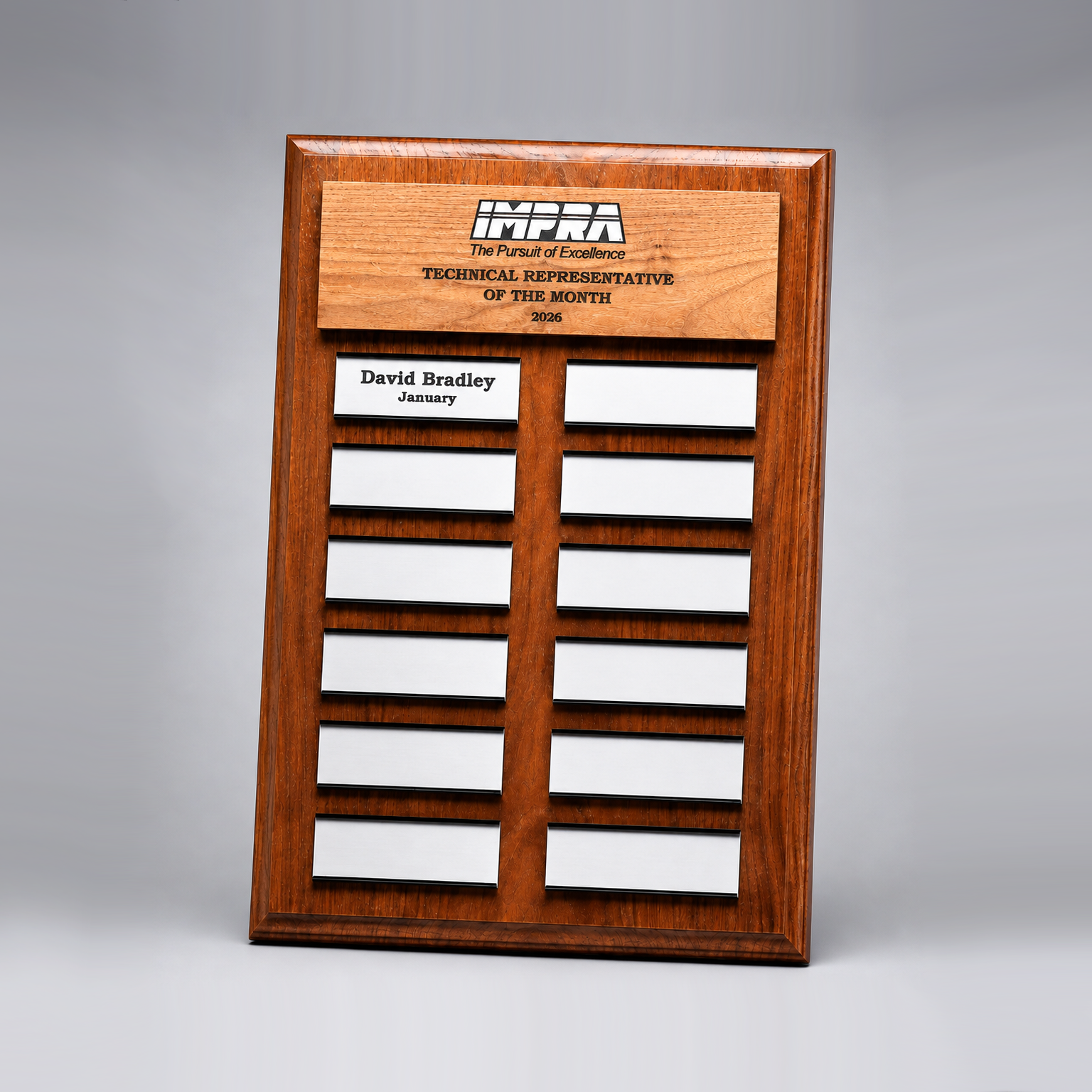 900128 W - Laser Wood Overlay Perpetual Plaque - Image 1